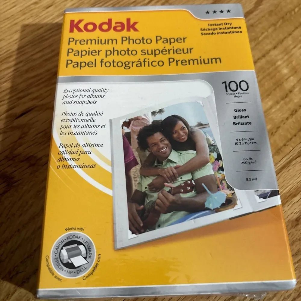 New Kodak 1034388 Premium Photo Paper‎ 4 X 6 Gloss 100 Pack Sheets Instant Dry